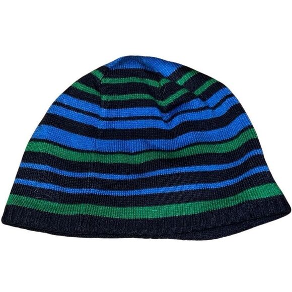 The North Face Youth Medium Winter Beanie Blue Navy Striped - Picture 1 of 3